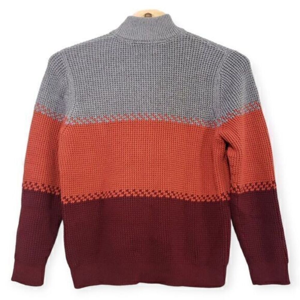 NEW L.L. Bean Quarter‎ Zip Seed Stitch Tri-Color Knit Pullover Sweater Size XL - Picture 3 of 5